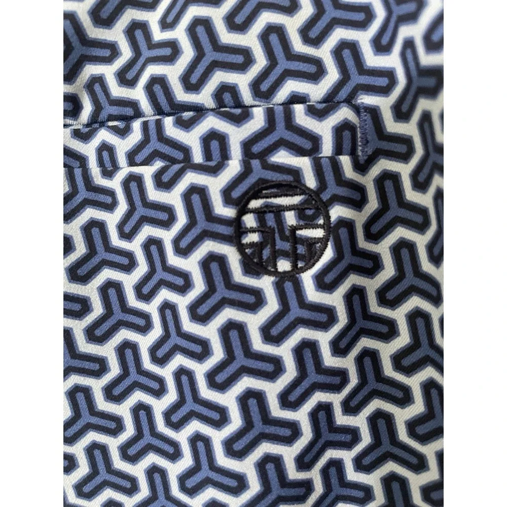 Tory Burch Sport Blue Printed Geometric‎ Golf Shorts Size 14 NEW Preppy Pockets